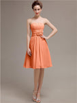 Pretty Strapless Flower Belt A-line Knee-Length Bridesmaid Dresses