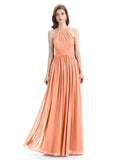 Charming Halter Chiffon A-line Sleeveless Floor-Length Bridesmaid Dresses