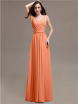 Honest A-line Chiffon Long Bridesmaid Dresses