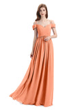 Simple A-line Chiffon Spaghetti Straps Bridesmaid Dresses