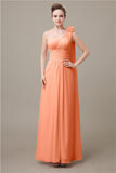 One Shoulder Chiffon A-line Floor-Length Bridesmaid Dresses