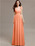 A-line One-Shoulder With Flowers Floor-Length Bridesmaid Dresses