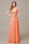 One-Shoulder A-line Chiffon Elegant Floor-Length Bridesmaid Dresses