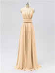 A-line Convertable V Neck Floor Length Jersey Bridesmaid Dresses