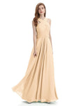 A-line Unique Deisgn Chiffon Long Bridesmaid Dresses