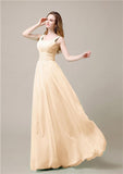 Shoulder Strap A-line Chiffon Elegant Floor-Length Bridesmaid Dresses