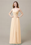 One-Shoulder A-line Sleeveless Floor-Length Bridesmaid Dresses