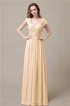 Cap Sleeves A-line Chiffon Floor-Length Bridesmaid Dresses