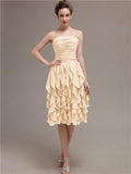 Elegant Strapless Princess A-line Knee-Length Bridesmaid Dresses