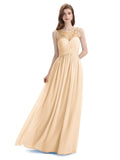 Elegant A-line Chiffon Sleeveless Long Bridesmaid Dresses