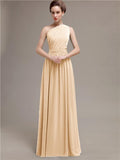 Simple One-shoulder Chiffon Long Bridesmaid Dresses