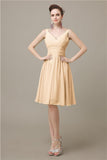 Elegant V-neck  A-line Knee-Length Bridesmaid Dresses