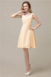 Chiffon A-line V-Neck Knee-Length Short Bridesmaid Dresses