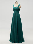 A-line Strap Chiffon Floor Length Long Bridesmaid Dresses