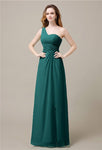 One-Shoulder A-line Sleeveless Floor-Length Bridesmaid Dresses