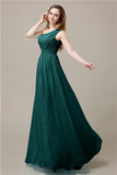 One-Shoulder A-line Beaded Chiffon Floor-Length Bridesmaid Dresses