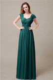 Cap Sleeves A-line Chiffon Floor-Length Bridesmaid Dresses