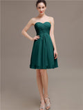 Sweetheart Pleats Chiffon Short Bridesmaid Dresses