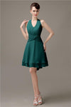 High-low Chiffon A-line Halter Short Bridesmaid Dresses