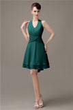 High-low Chiffon A-line Halter Short Bridesmaid Dresses