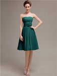 Pretty Strapless Flower Belt A-line Knee-Length Bridesmaid Dresses