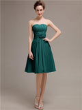 Pretty Strapless Flower Belt A-line Knee-Length Bridesmaid Dresses