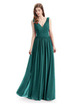 Simple Spaghetti Straps Chiffon A-line Sleeveless Floor-Length Bridesmaid Dresses