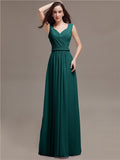 Honest A-line Chiffon Long Bridesmaid Dresses