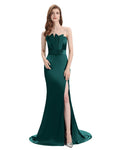 Elegant Strapless Split Side Floor-Length Bridesmaid Dresses