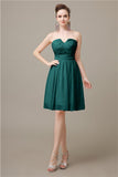 Simple Strapless Chiffon A-line Knee-Length Bridesmaid Dresses