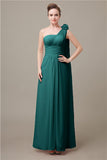 One Shoulder Chiffon A-line Floor-Length Bridesmaid Dresses