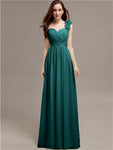 A-line One-Shoulder With Flowers Floor-Length Bridesmaid Dresses