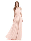 Simple Halter Chiffon Floor-Length Long Bridesmaid Dresses