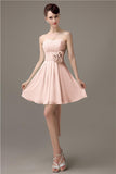 Sweatheart A-line Chiffon Short Bridesmaid Dresses with flower