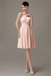 Simple A-line Chiffon One Shoulder Short Bridesmaid Dresses