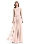 Charming Halter Chiffon A-line Sleeveless Floor-Length Bridesmaid Dresses