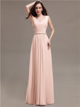 Honest A-line Chiffon Long Bridesmaid Dresses