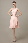 A-line Chiffon One Shoulder Knee-Length Short Bridesmaid Dresses