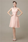 Elegant V-neck  A-line Knee-Length Bridesmaid Dresses