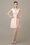 Charming V-neck Chiffon A-line Knee-Length Bridesmaid Dresses