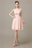 Simple Strapless Chiffon A-line Knee-Length Bridesmaid Dresses