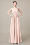 Elegant V-neck Flower A-line Floor-Length Bridesmaid Dresses