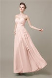 Pretty Strapless Chiffon A-line Floor-Length Bridesmaid Dresses