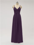 A-line Spaghetti Strap Chiffon Floor Length Bridesmaid Dresses