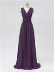 A-line Convertable V Neck Floor Length Jersey Bridesmaid Dresses