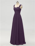 A-line Strap Chiffon Floor Length Long Bridesmaid Dresses