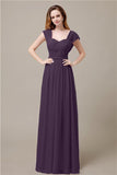 Cap Sleeves A-line Chiffon Floor-Length Bridesmaid Dresses