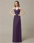 Halter Chiffon A-line Sleeveless Floor-Length Bridesmaid Dresses