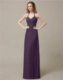 Halter Chiffon A-line Sleeveless Floor-Length Bridesmaid Dresses