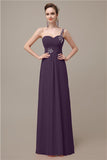 Sweatheart A-line Chiffon One Shoulder Floor-Length Long Bridesmaid Dresses